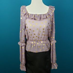 🆕️ 🌠 FASHION UNION Prairie Top w/ Metallic Polka Dots // (NWT)